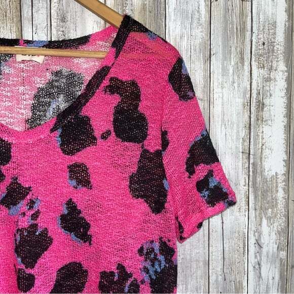 BiBi Pink Leopard Knit Blouse - Picture 3 of 5